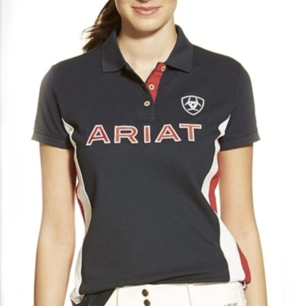 ARIAT Polo Navy Red White  Equestrian Riding Activewear M